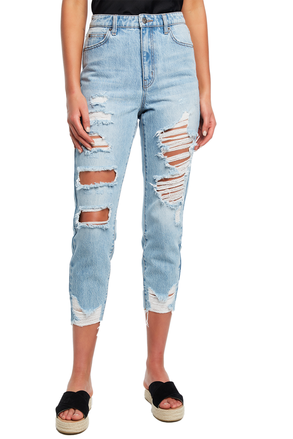 THE MUM JEAN in colour DUSTY BLUE