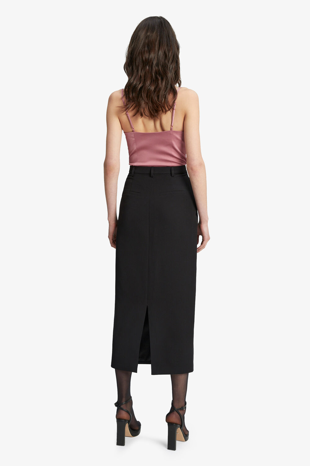 TAILORED MIDI SKIRT in colour CAVIAR