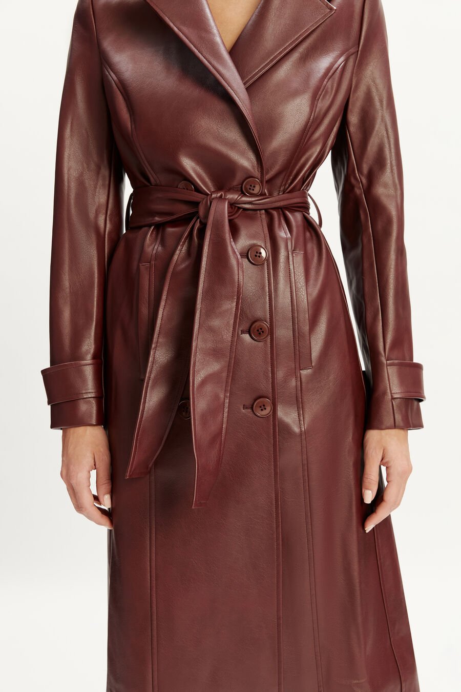 Vegan Leather Longline Coat