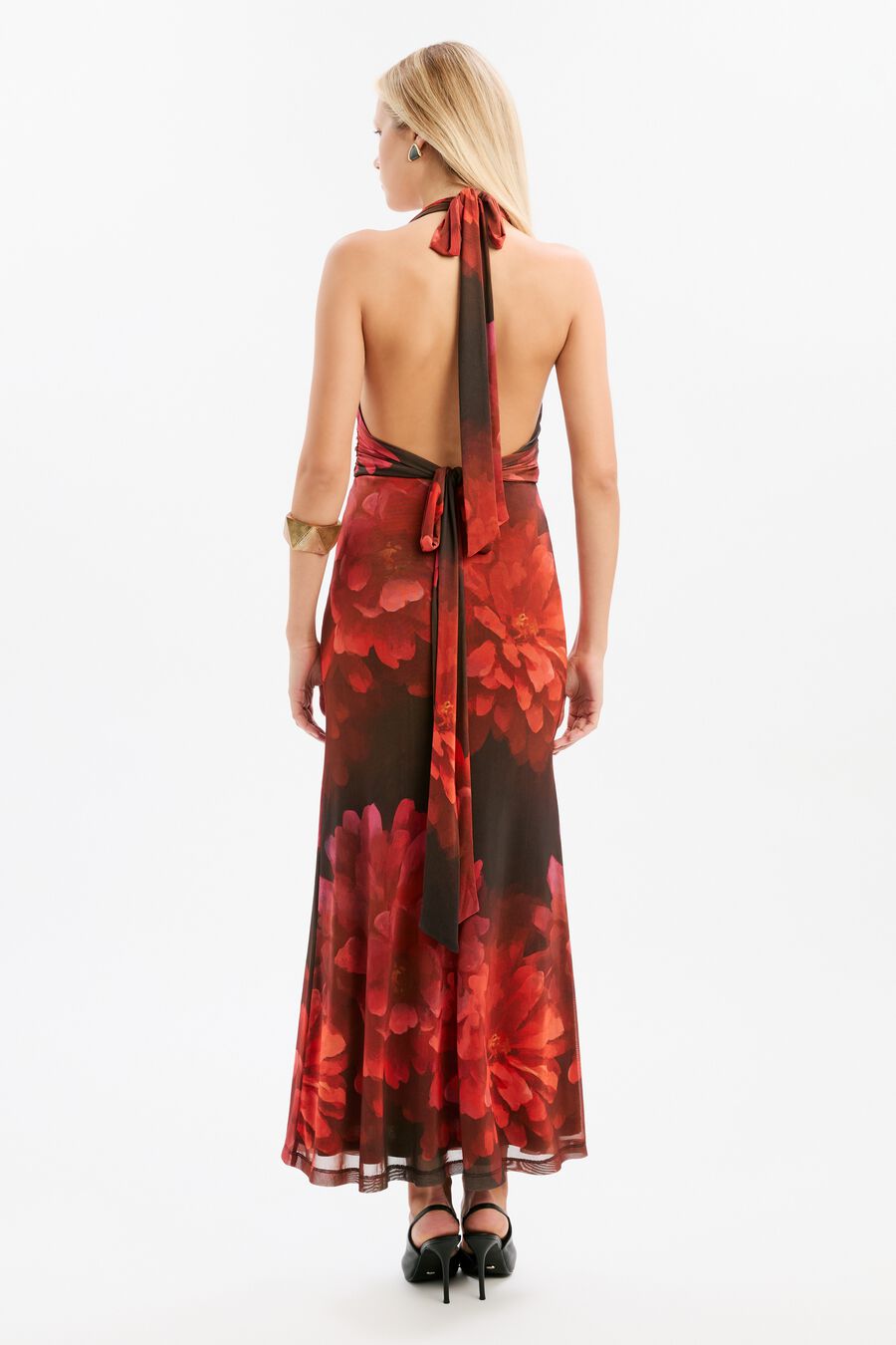 Elera Printed Mesh Maxi Dress