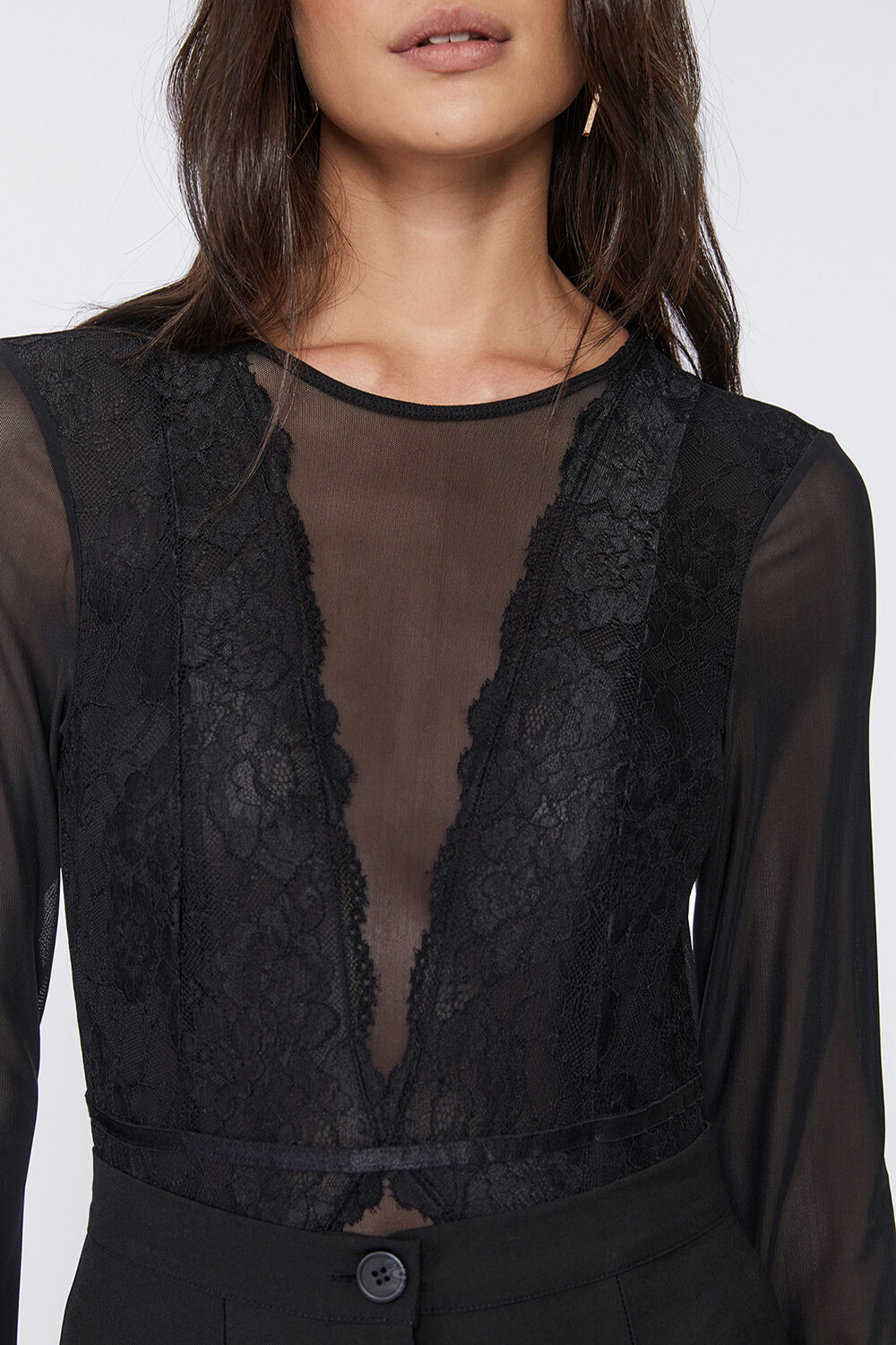 AMBROSIA LONG SLEEVE BODYSUIT in colour CAVIAR