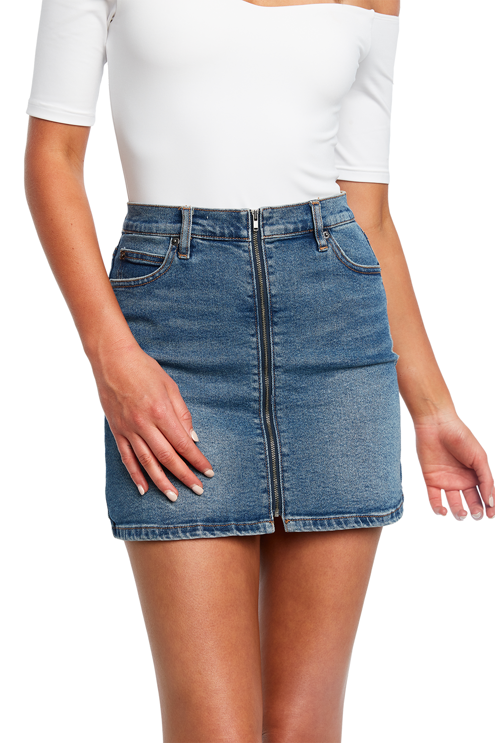 Zip Front Mini Skirt Ladies Clothing & Skirts Bardot