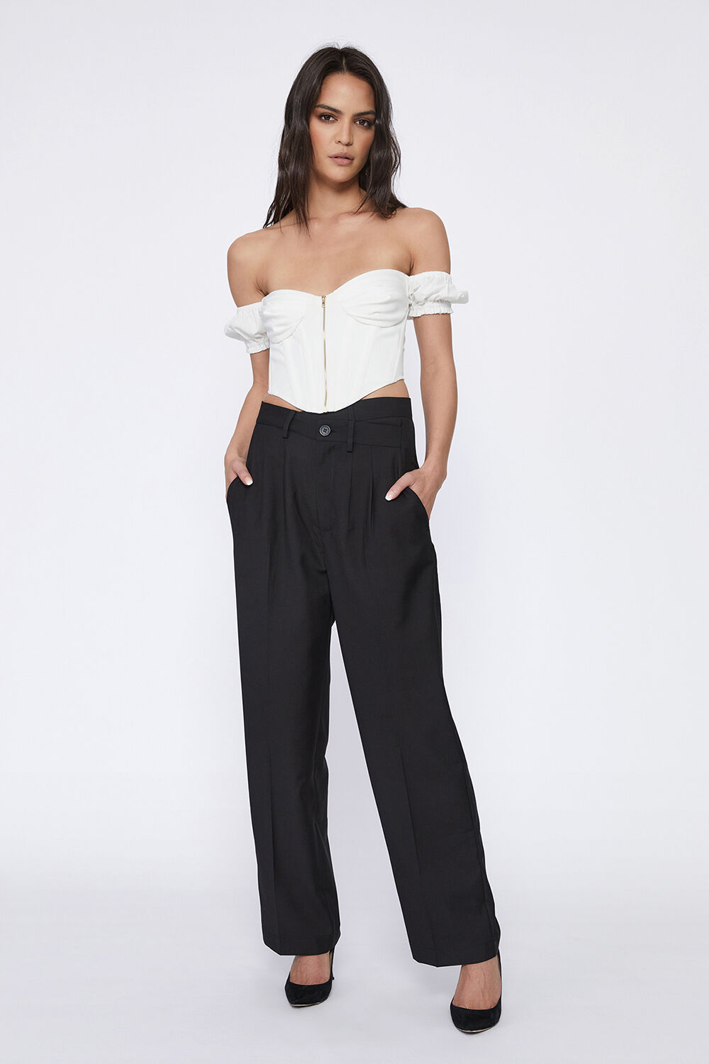 THE CROSS FRONT PANT   in colour CAVIAR