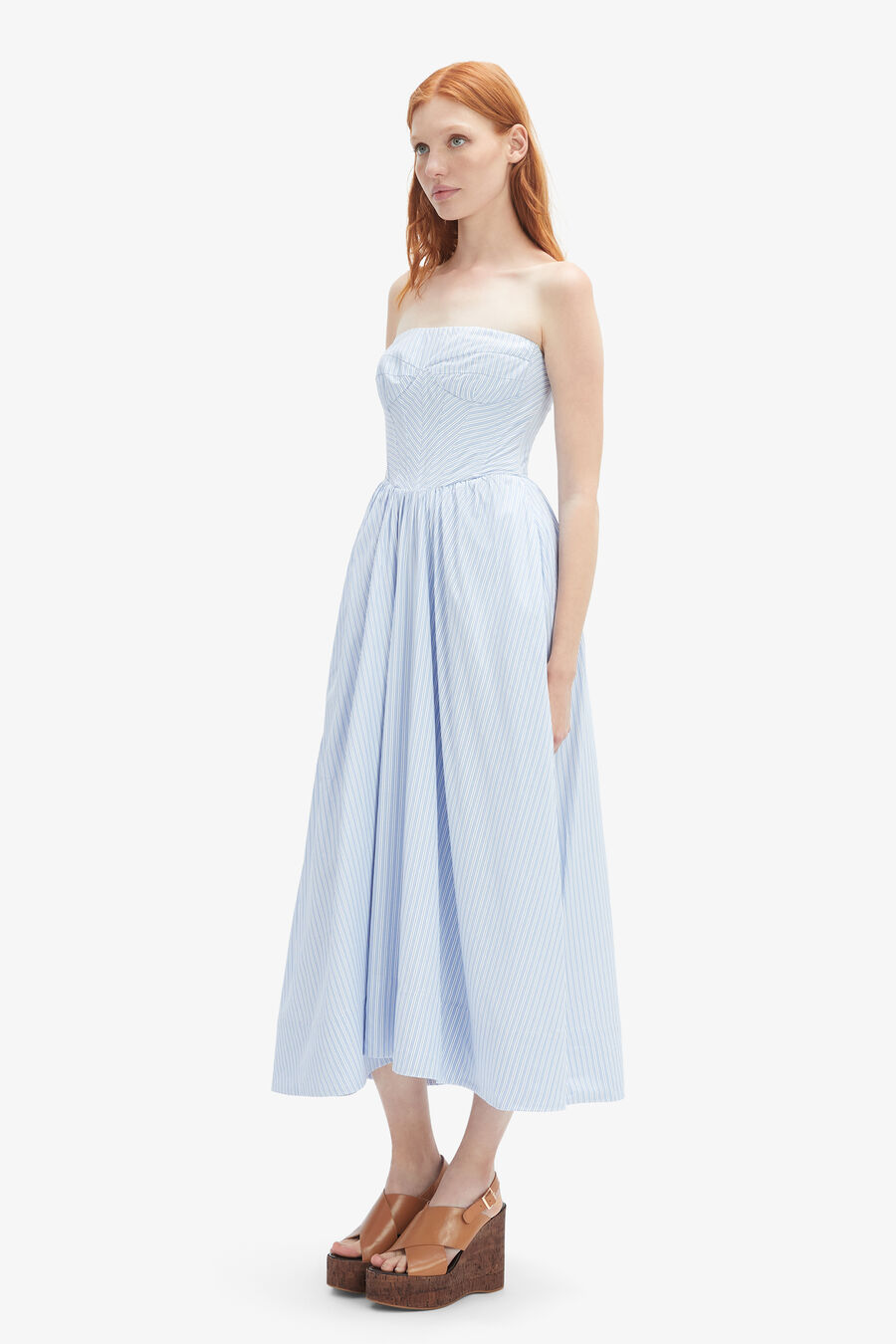 Lola Corset Stripe Midi Dress