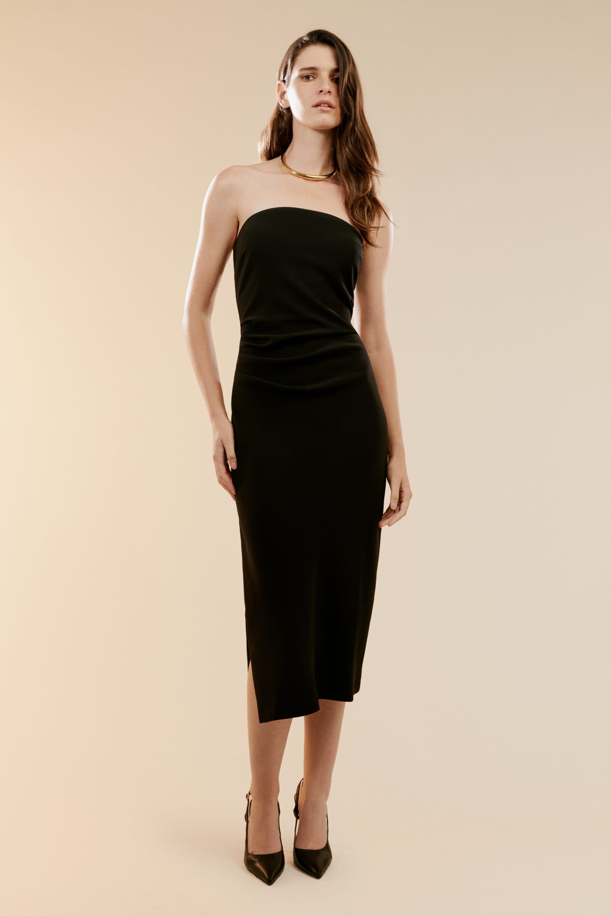 Navy and cream bardot asymmetric midi dress hot sale