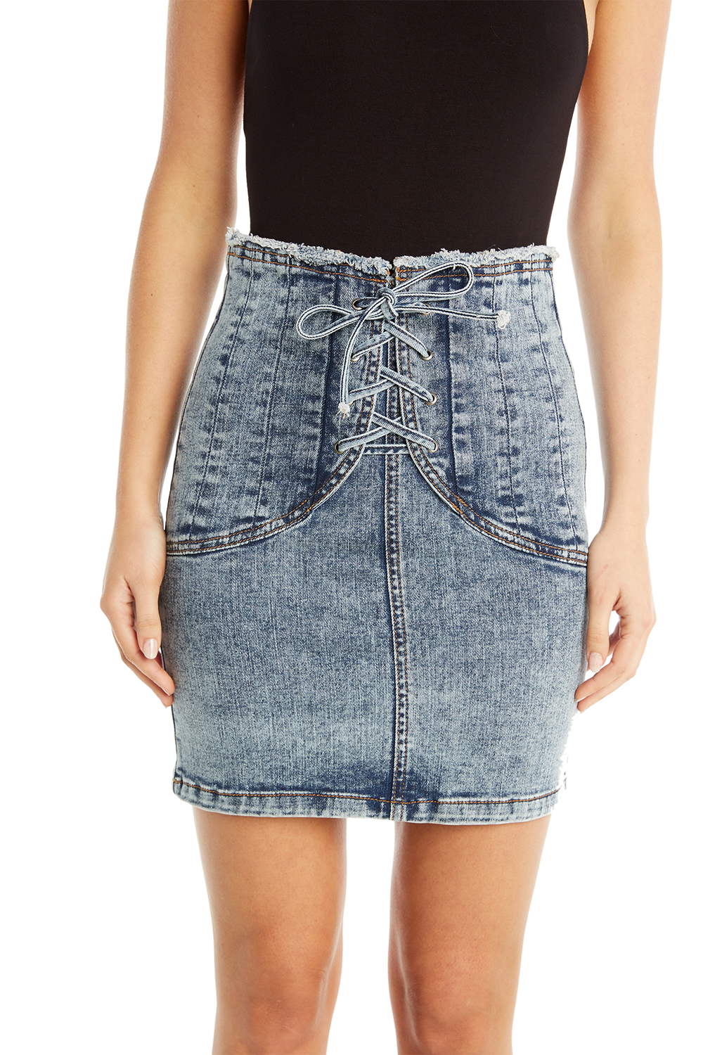 denim skirt bardot