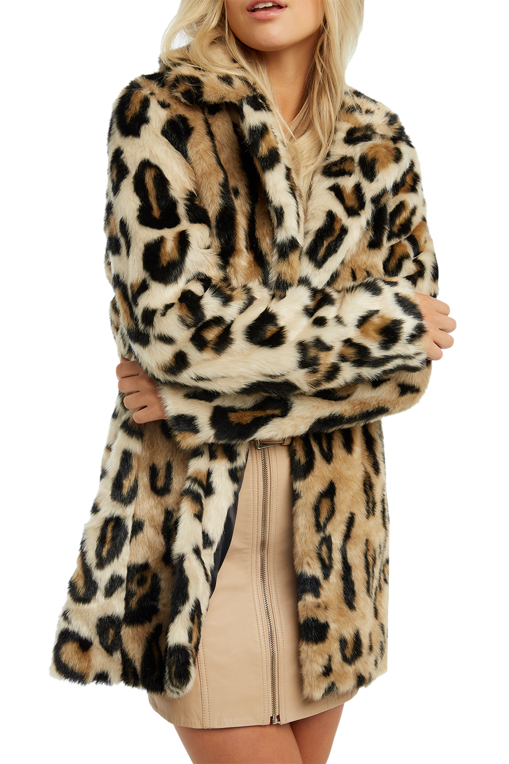 Leopard Faux Fur Coat in Leopard | Bardot
