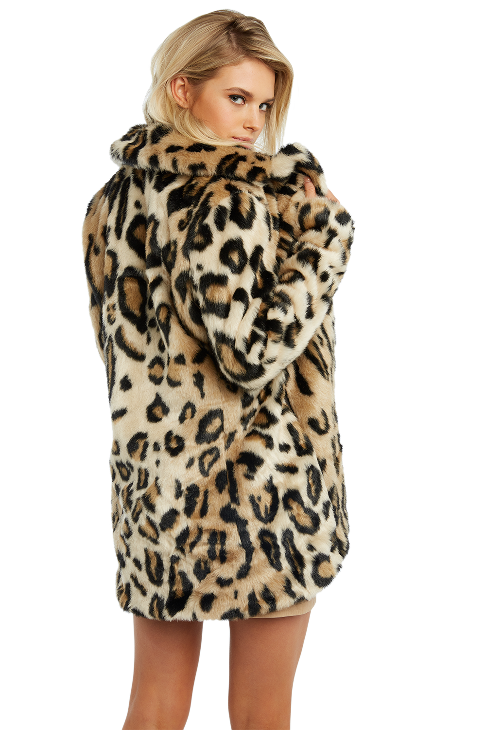 Leopard Faux Fur Coat in Leopard | Bardot