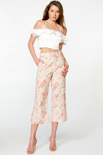 LINEN BLEND PANT in colour PEACH MELBA
