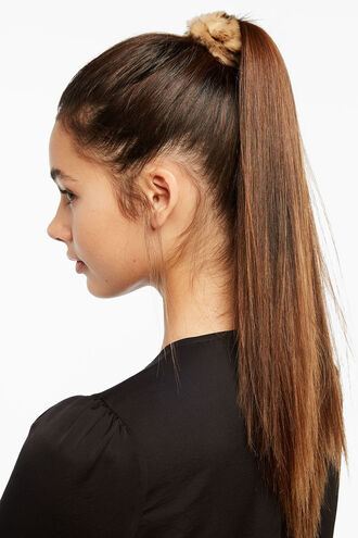 LEOPARD FUR SCRUNCHIE in colour ANTELOPE