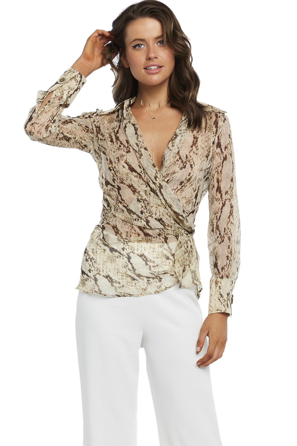 Snake Print Blouse in Snke Print | Bardot
