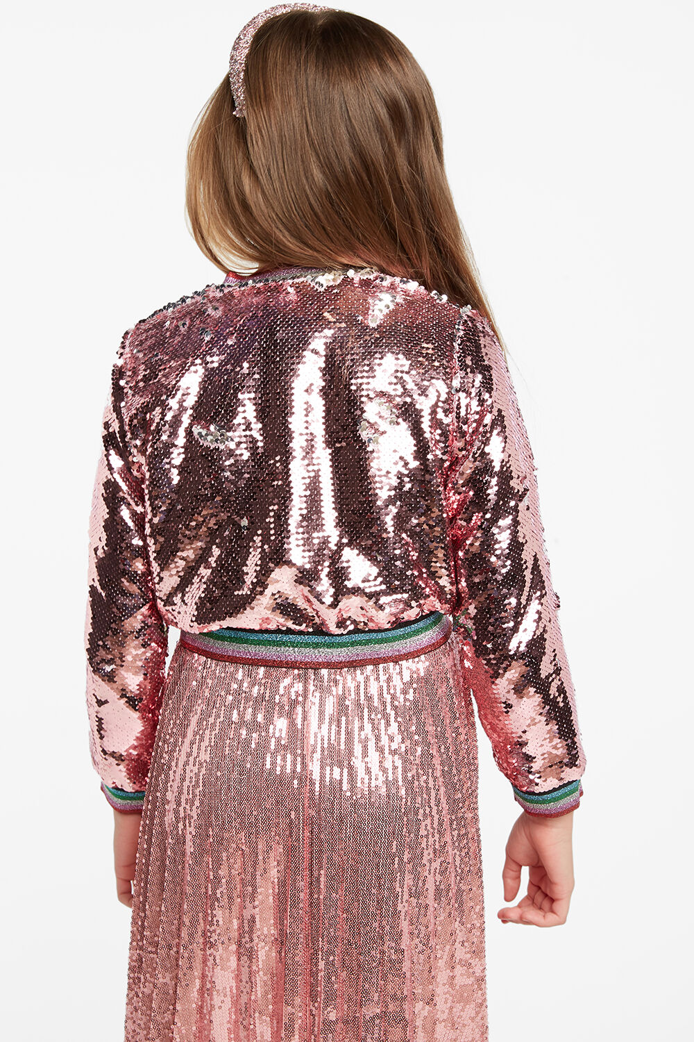 EVA SEQUIN BOMBER in colour PALE DOGWOOD