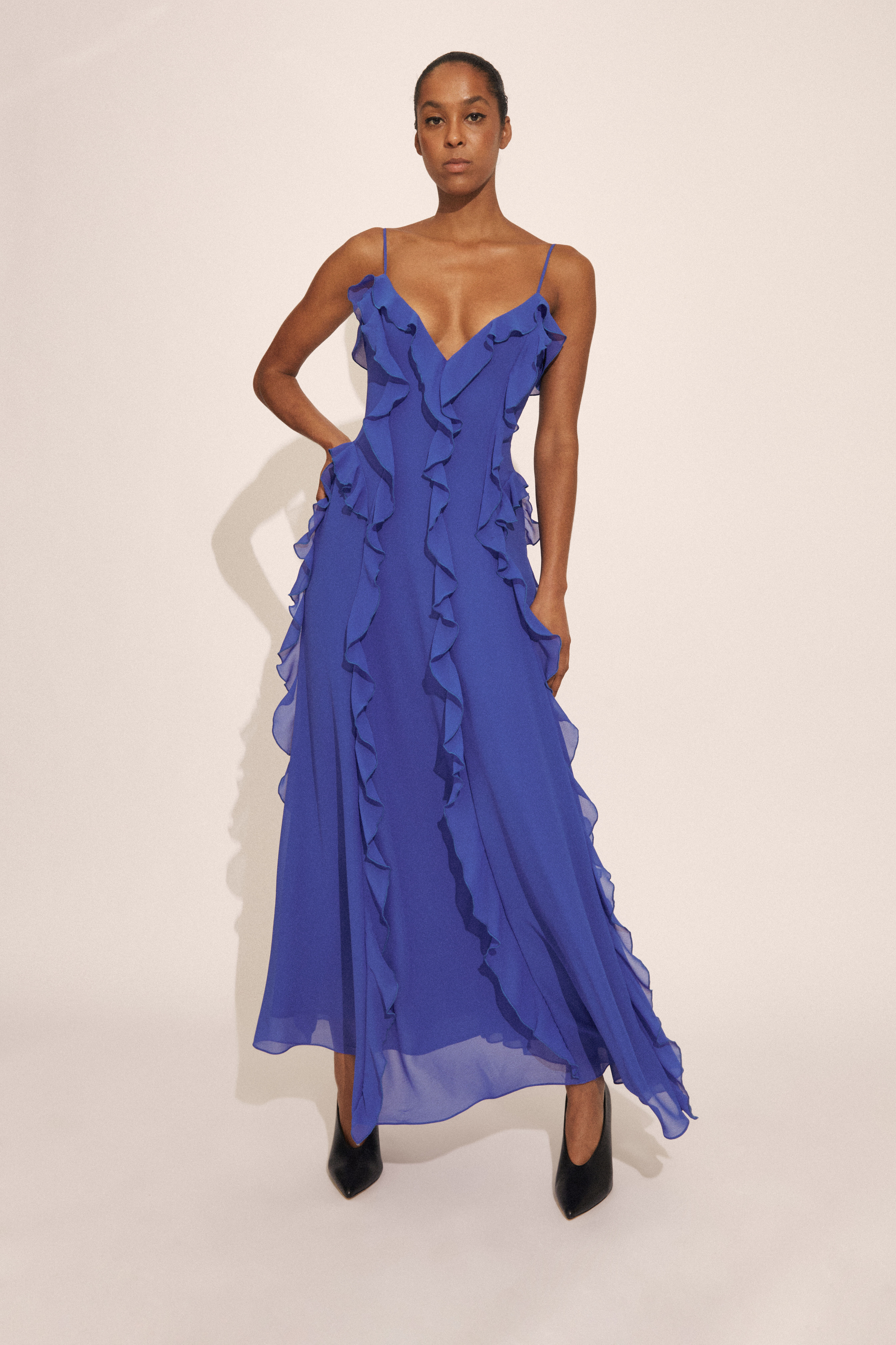 knee length dresses for ladies Vee Bardot Maxi Dress main image 1