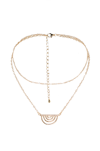 DOUBLE CHAIN NECKLACE in colour GOLD EARTH