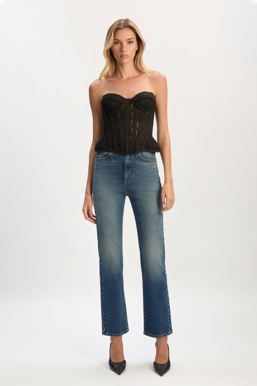 Cristo Strapless Lace Bustier