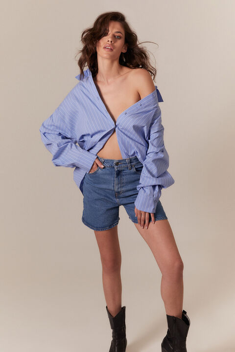 STRIPED OVERSIZED SHIRT in colour CLOUD DANCER