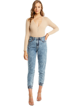 BUTTON UP RIB BODYSUIT in colour MOONLIGHT