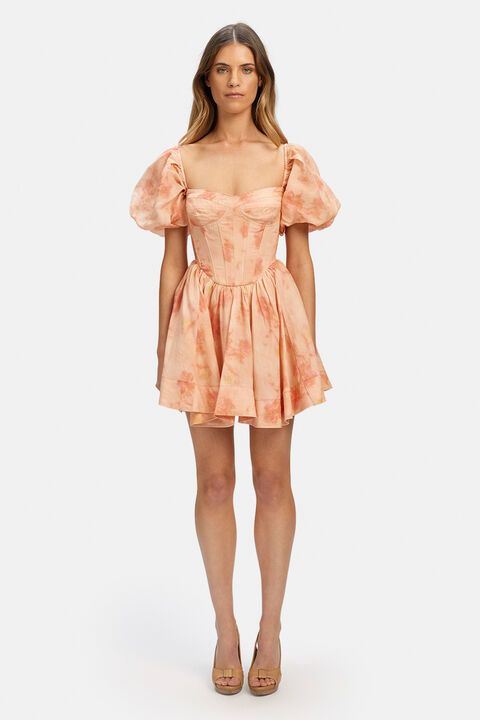 KIAH CORSET MINI DRESS in colour ORANGE PEEL