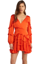 NALA FRILL DRESS in colour SPICY ORANGE