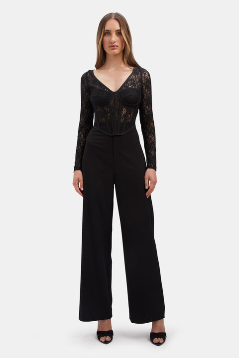 LACE CORSET TOP in colour CAVIAR