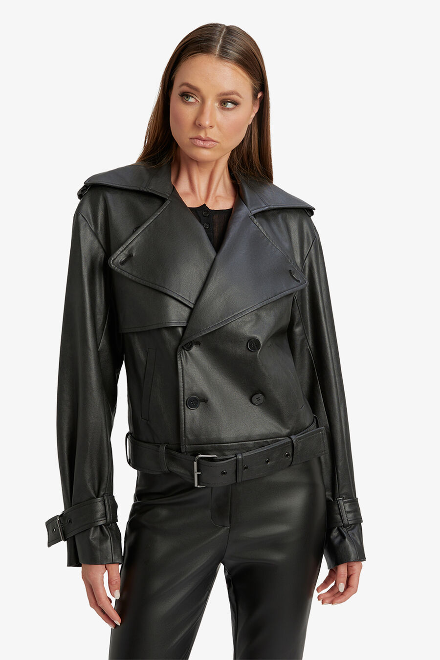 DOUBLE BREASTED BIKER JACKET in colour BLACK