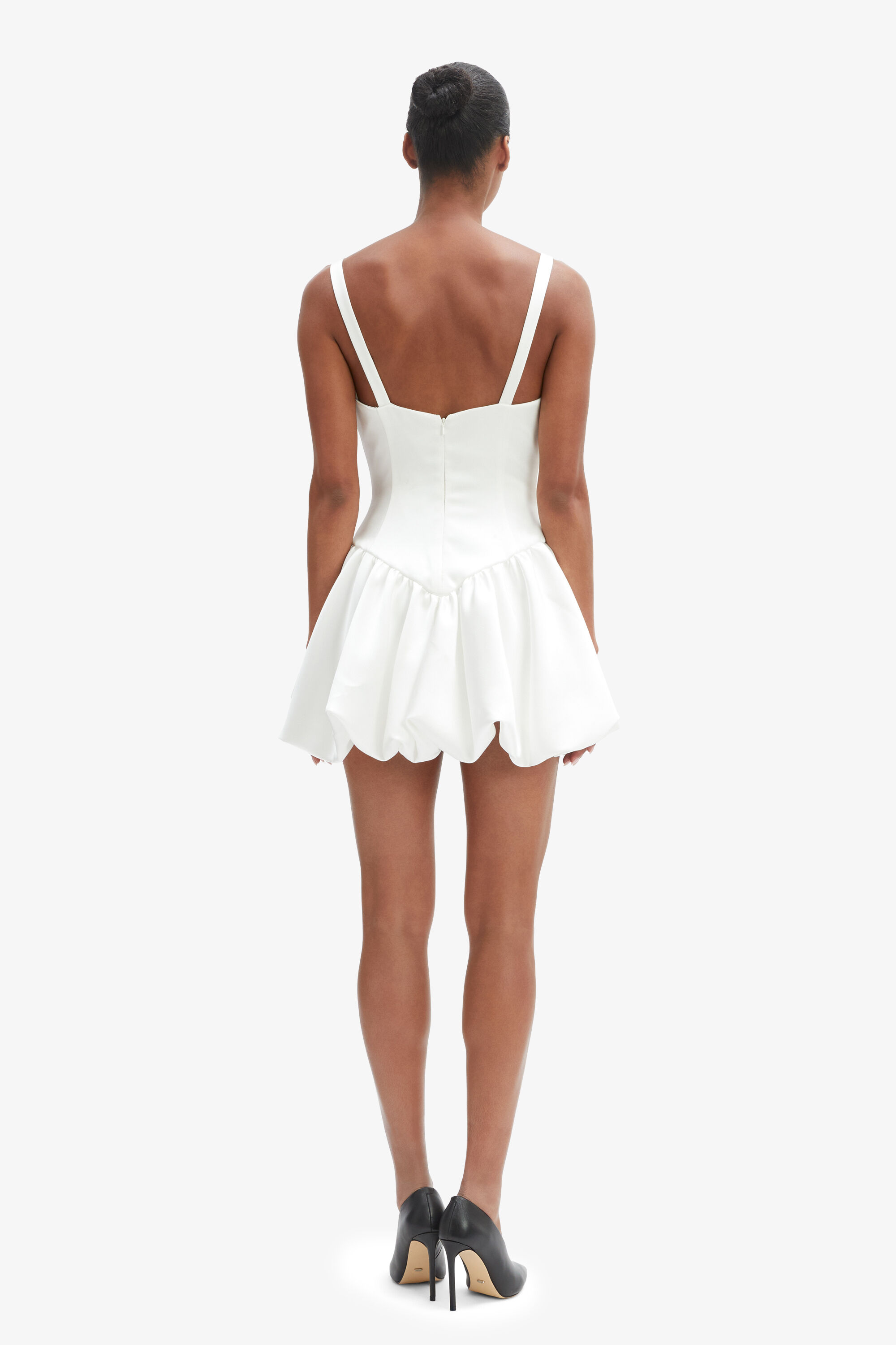 Oria Bubble Mini Dress In Orchid White | Bardot