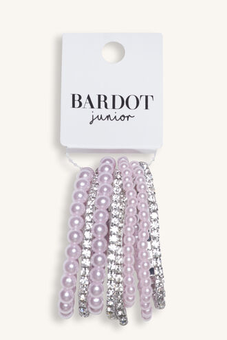 PEARL &DIAMANTE STRETCH BRACELET in colour PINK CARNATION