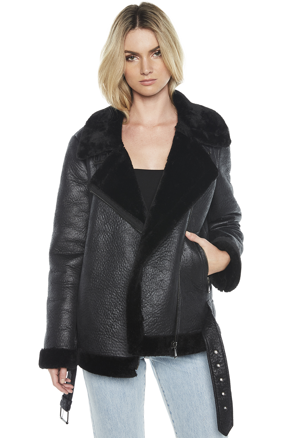 faux fur jacket bardot