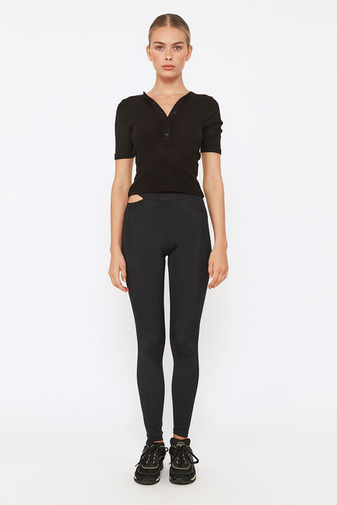 CUT OUT ROLLER LEGGING in colour CAVIAR