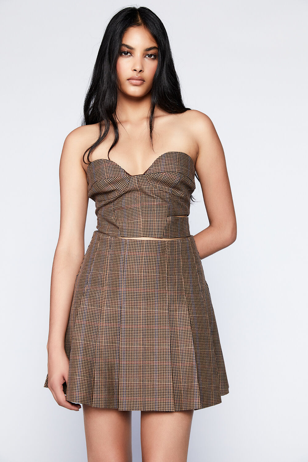 ZIGI PLEATED SKIRT in colour TOBACCO BROWN