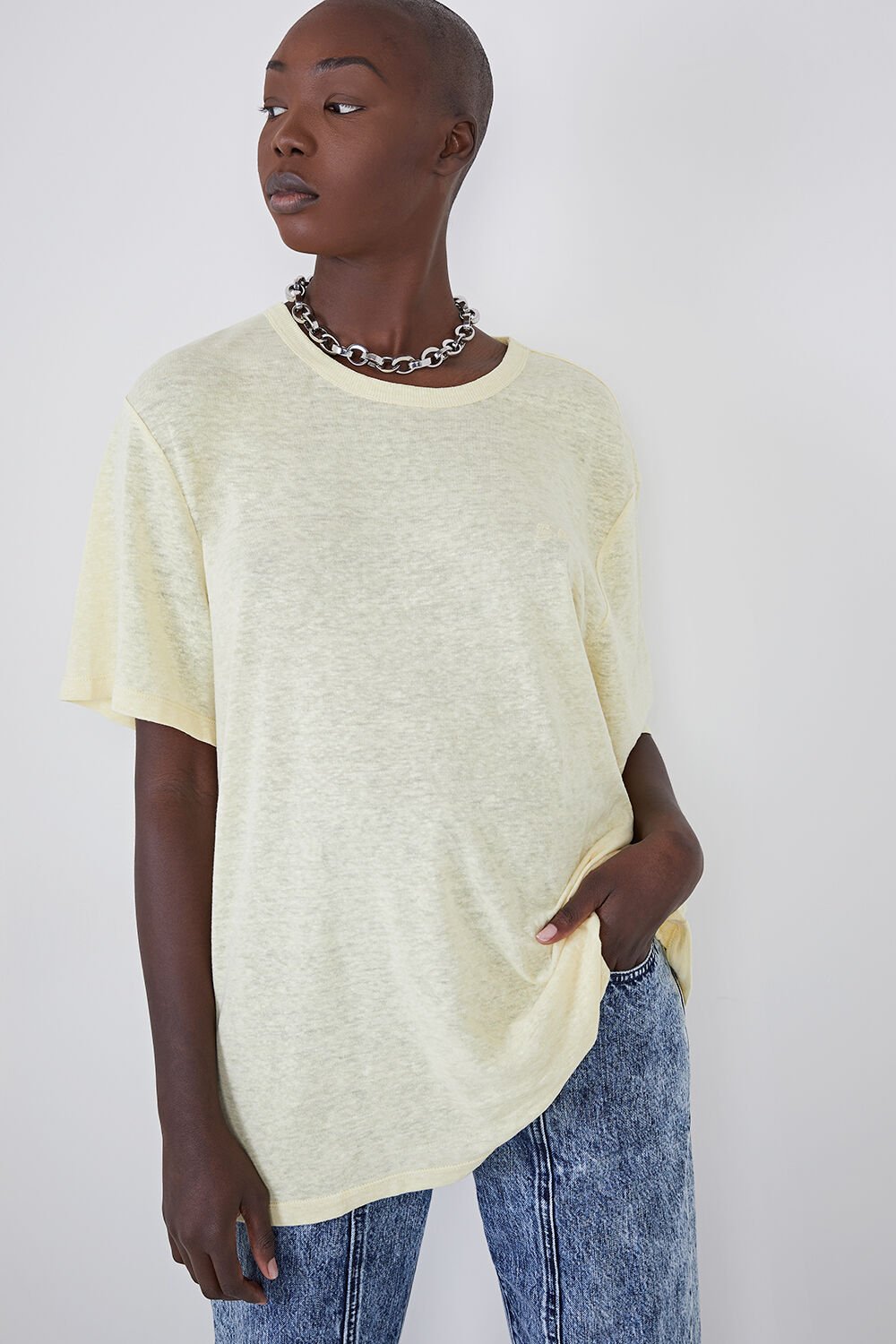 OVERSIZED LINEN BLEND TEE in colour TRANSPARENT YELLOW