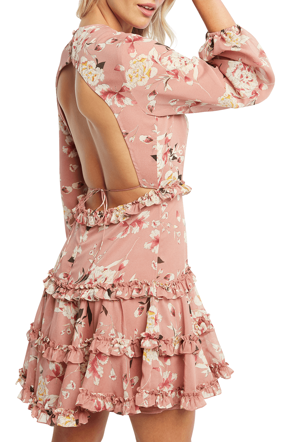 bardot floral frill dress