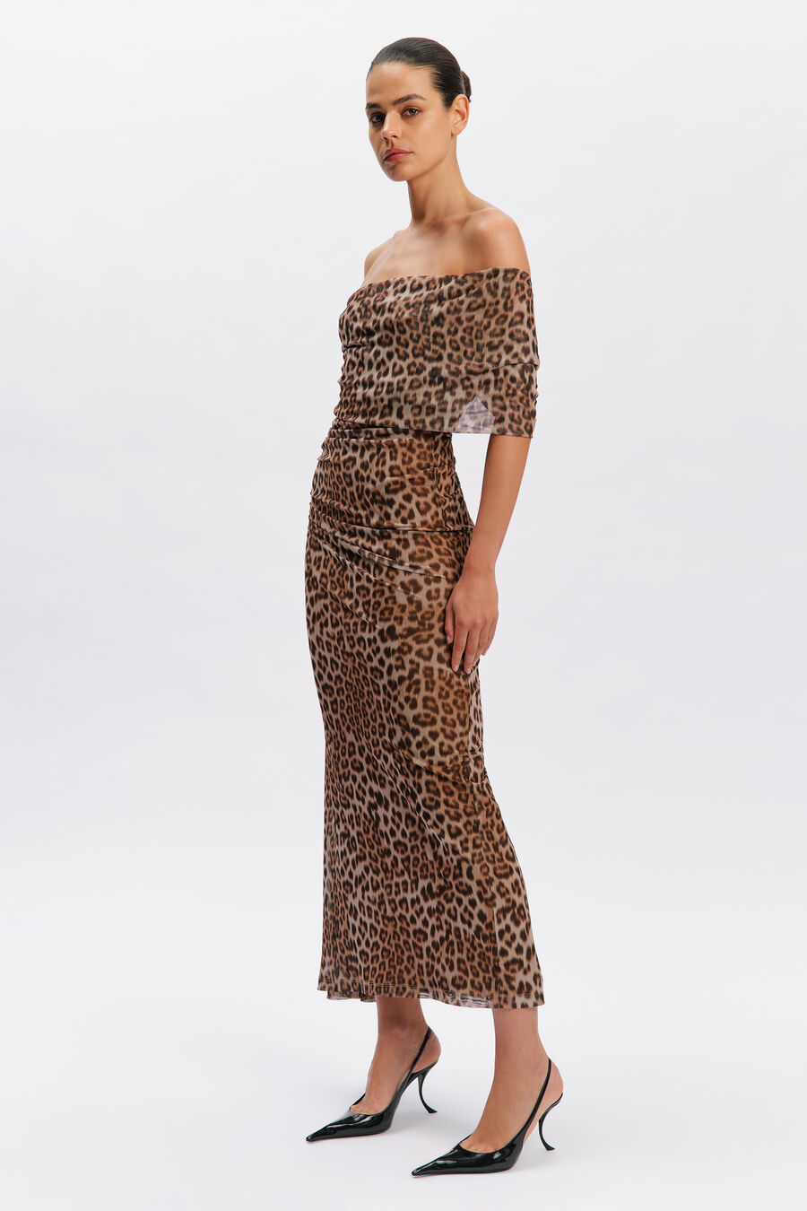 Calia Printed Mesh Maxi Dress