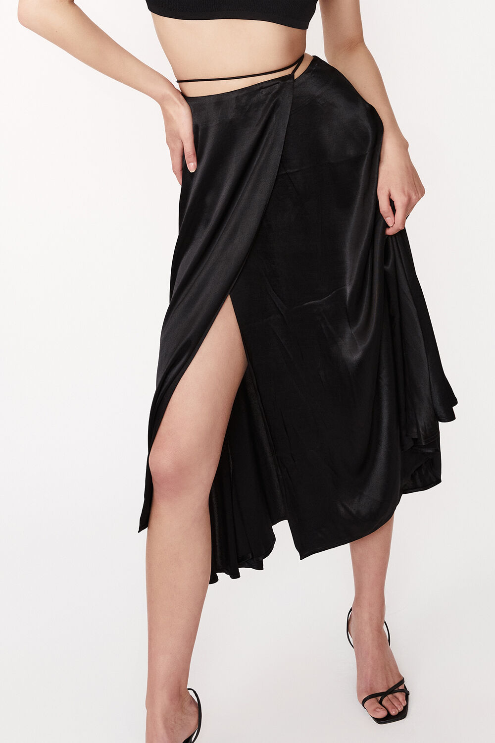 SERENDIPITY WRAP SKIRT in colour CAVIAR