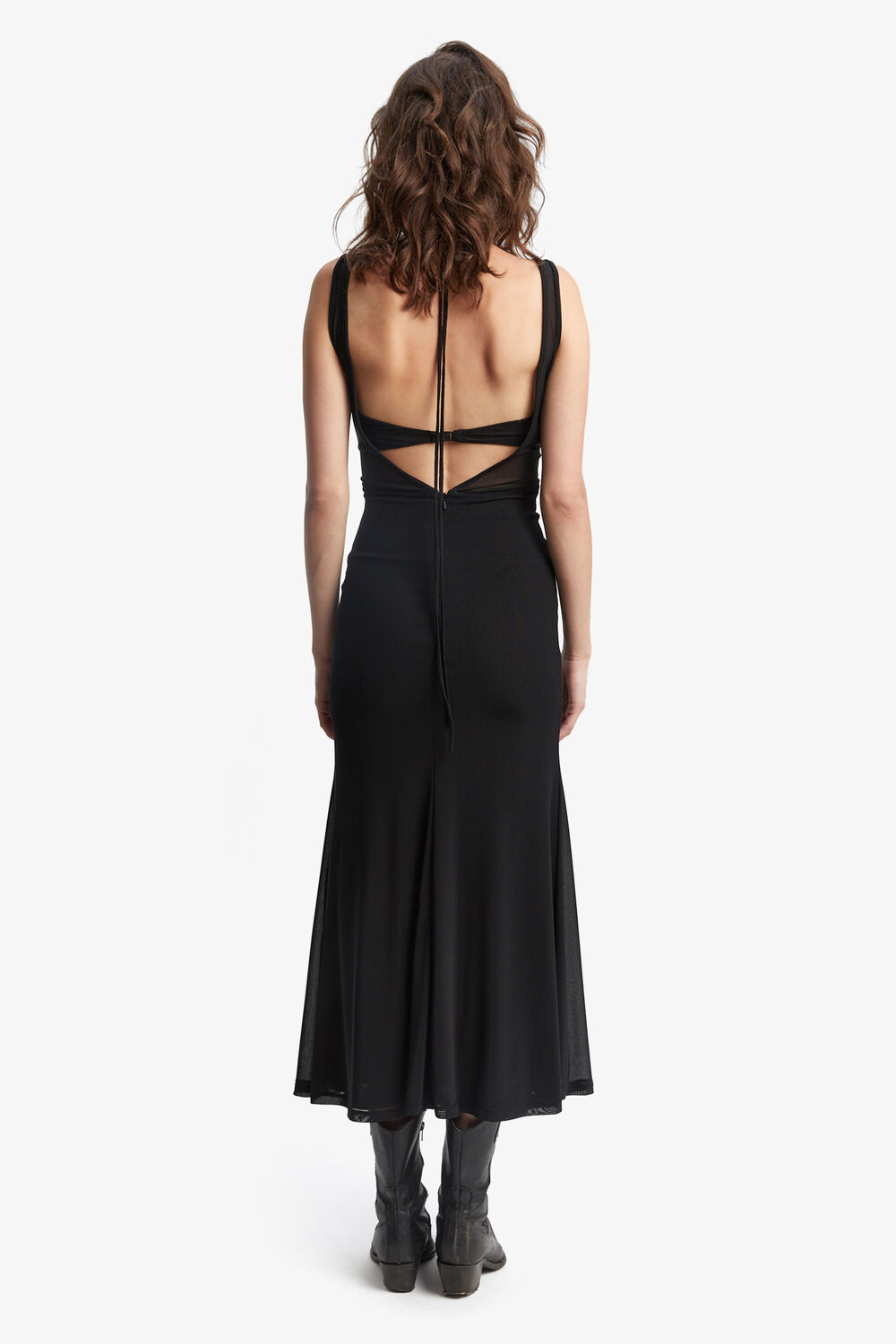 HESTIA MESH MIDI DRESS in colour CAVIAR