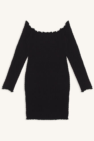 THALI SHIRRED DRESS in colour CAVIAR