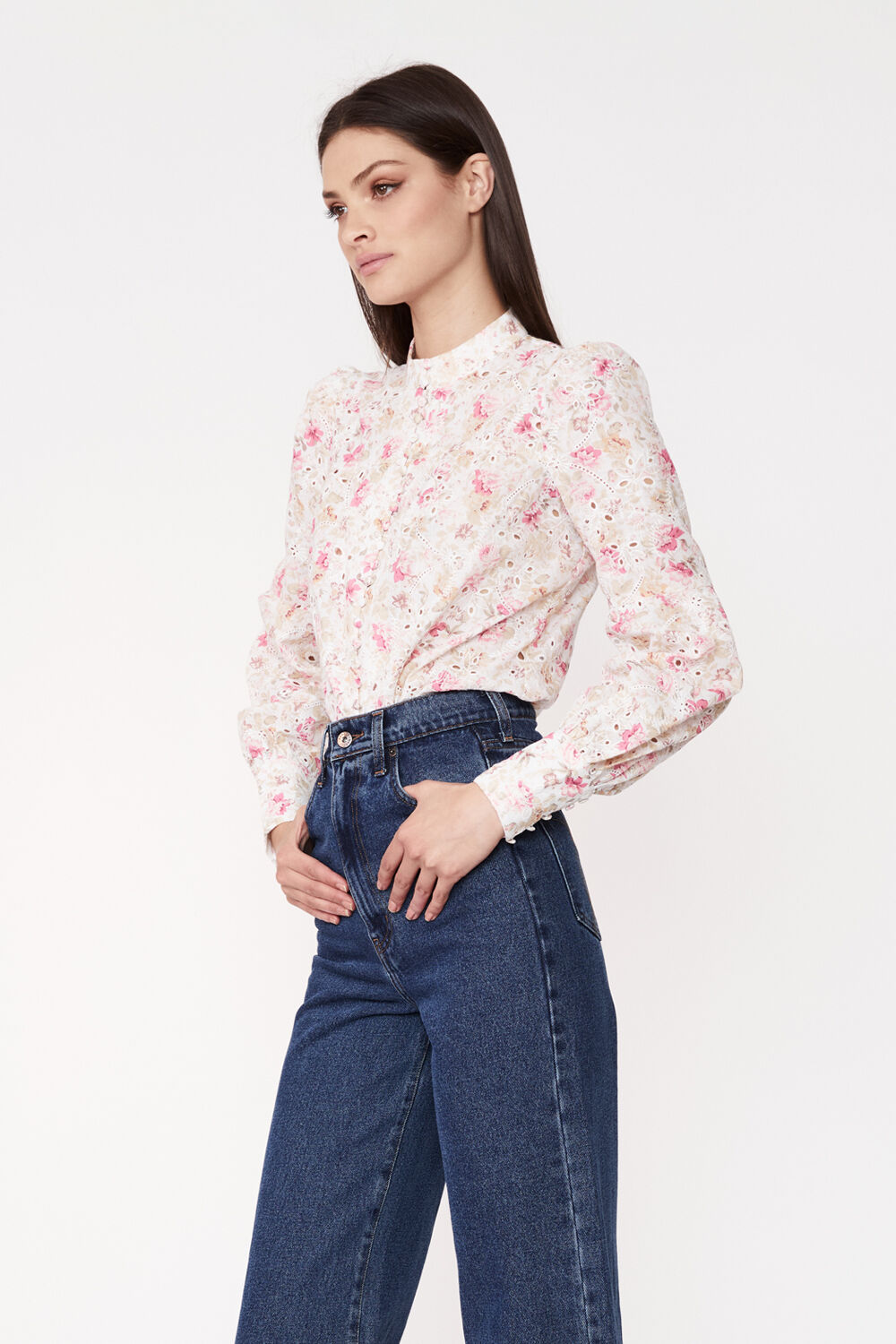 HENDRY FLORAL TOP in colour ROSE TAN