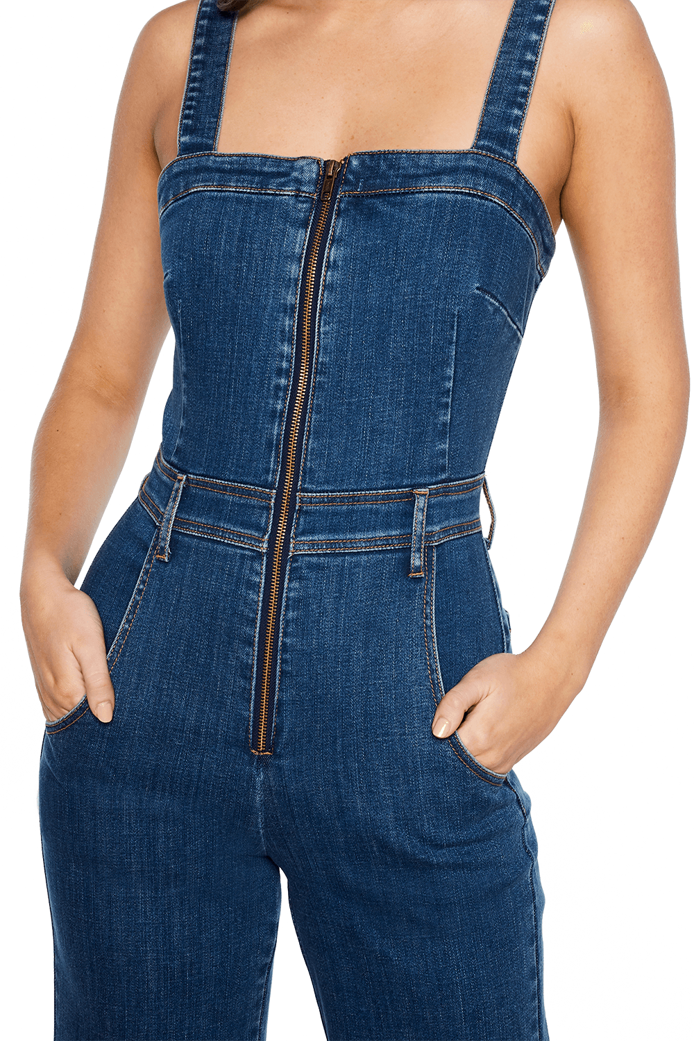 denim jumpsuit bardot