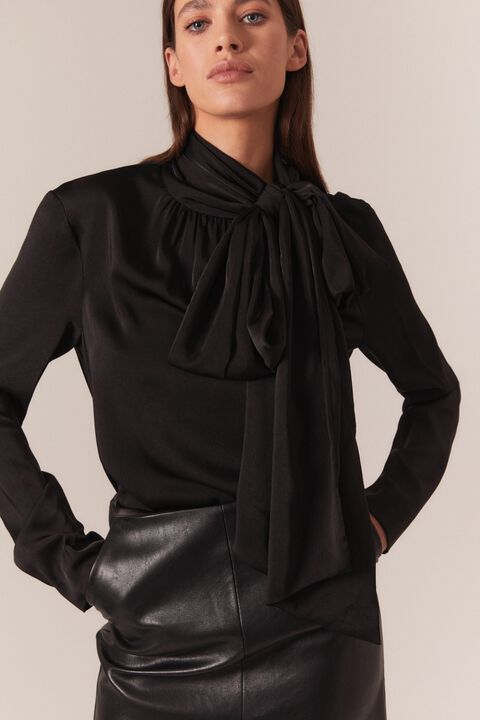 CASTIAN SATIN BLOUSE in colour CAVIAR