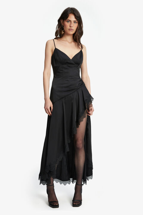 SORELLA LACE TRIM MIDI DRESS in colour CAVIAR