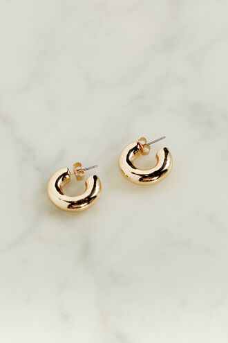 BASIC THICK MINI HOOP EARRING in colour GOLD EARTH