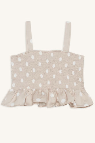 HAZEL SHIRRED TOP in colour CREAM TAN