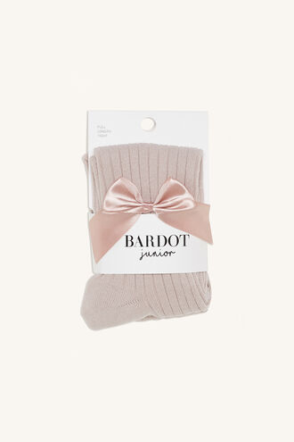 BABY BOW RIBBED TIGHTS in colour PINK CARNATION