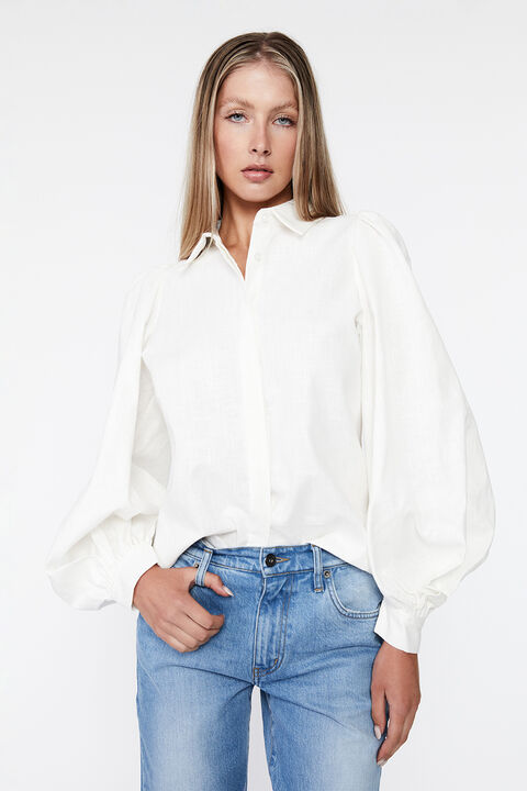 HAILEY LINEN SHIRT in colour CLOUD DANCER