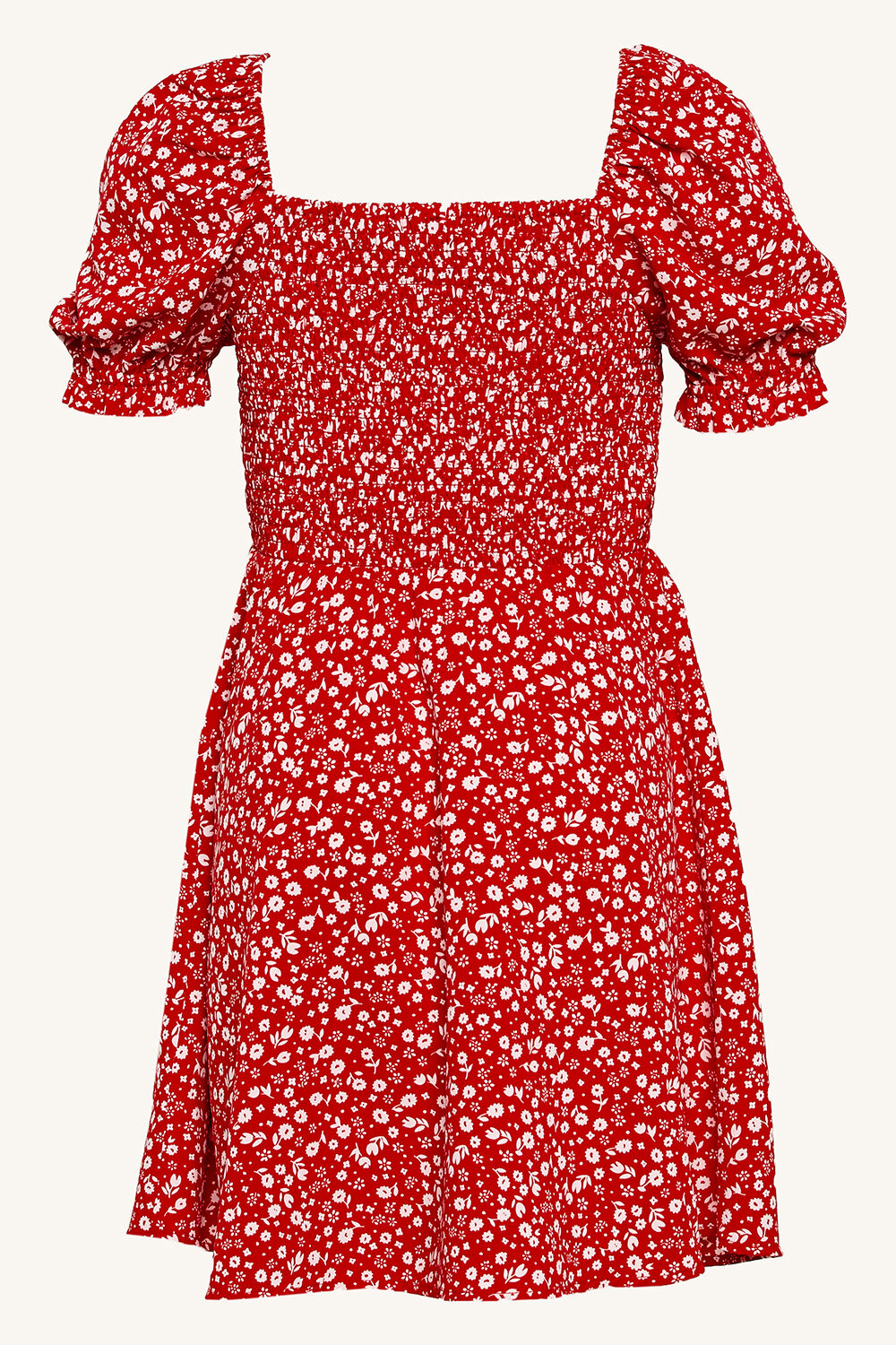 Holly Shirred Dress in colour RIBBON RED