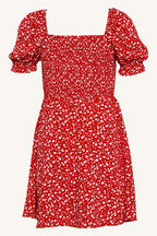 Holly Shirred Dress in colour RIBBON RED