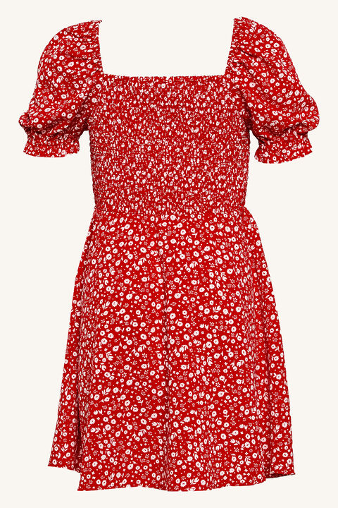 Holly Shirred Dress in colour RIBBON RED