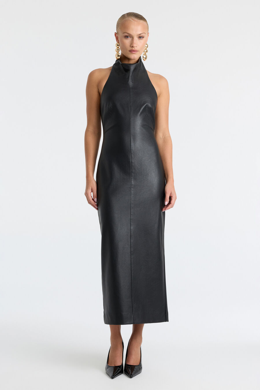 Gina Vegan Leather Midi Dress