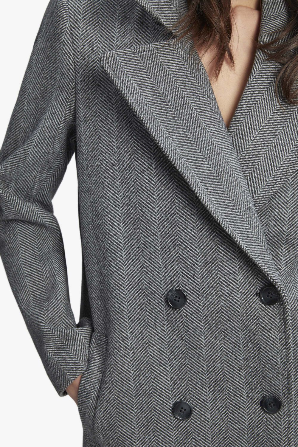 CLASSIC CHEVRON COAT in colour GRAY FLANNEL