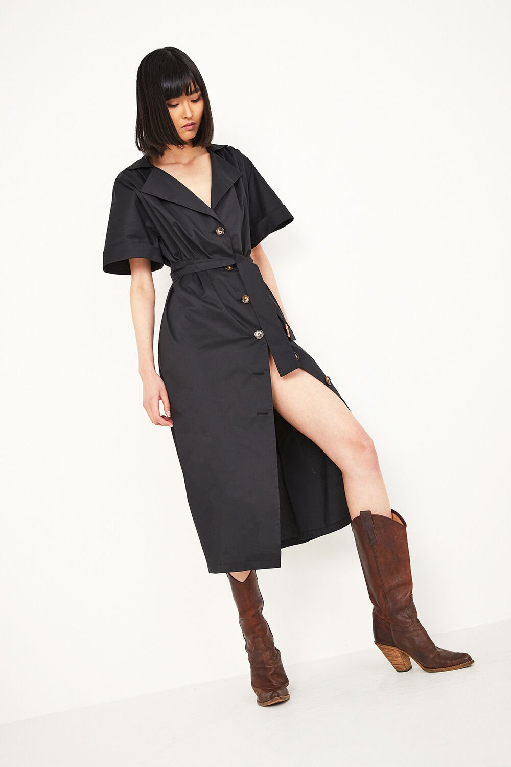 Day Shirt Dress in Black | Bardot